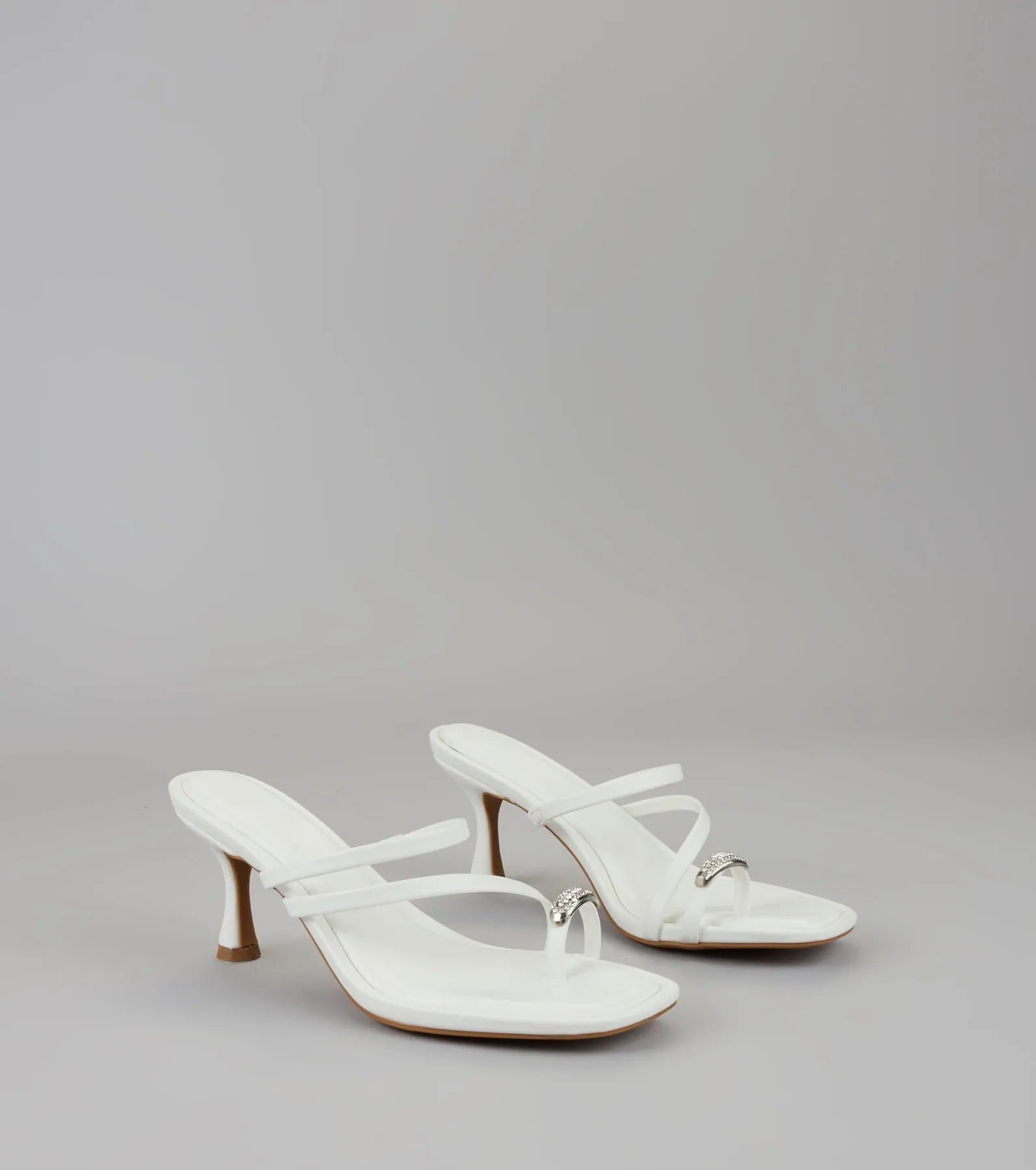 Lowkey Luxe Rhinestone Strappy Kitten Heel Mules