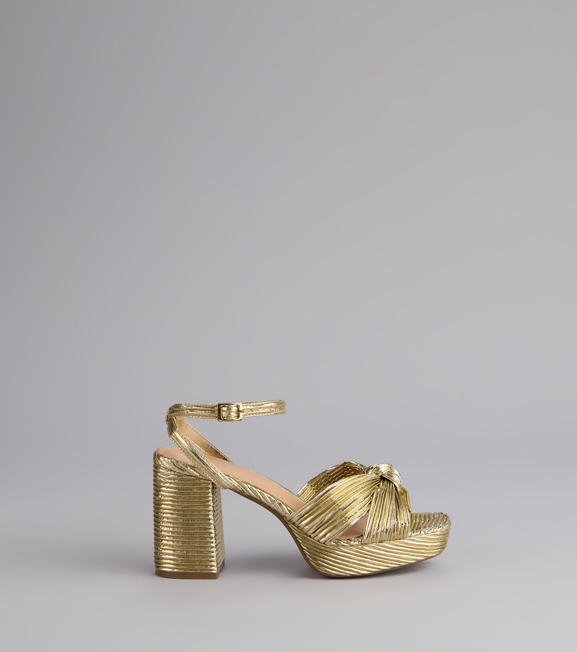 Shimmer Steps Metallic Block Heels
