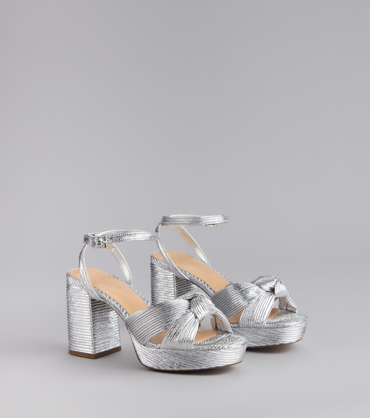 Shimmer Steps Metallic Block Heels