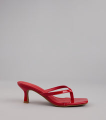 Sleek Obsessions Patent Thong Kitten Heels