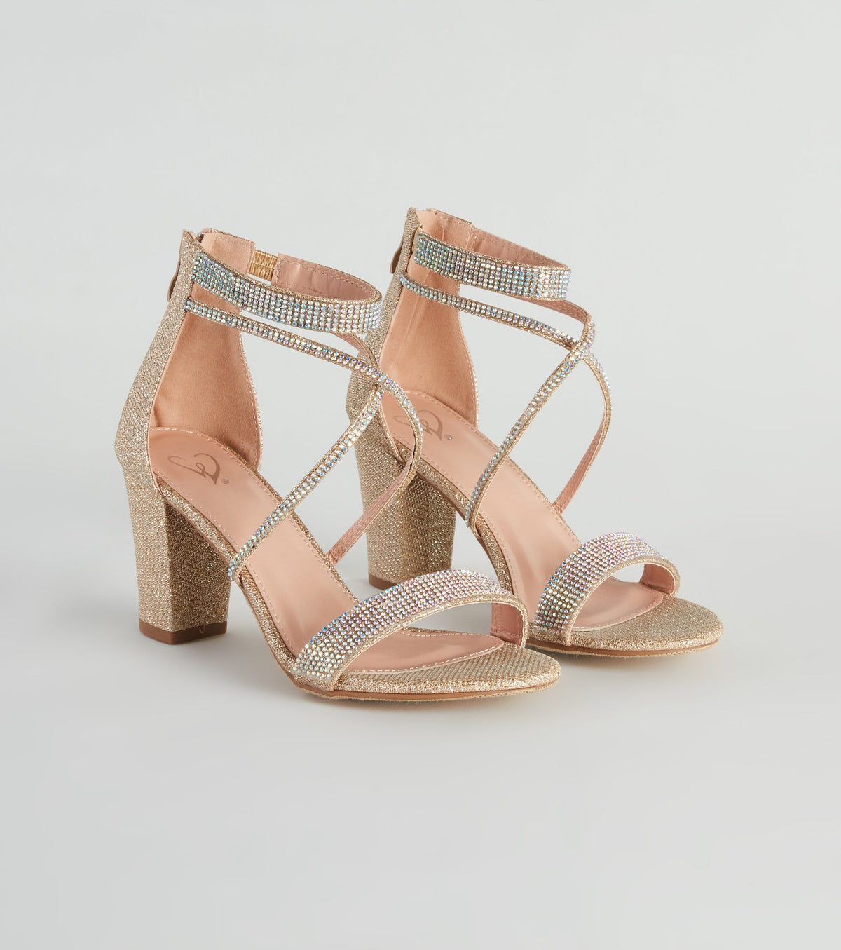 Glitter And Gleam Rhinestone Block Heels