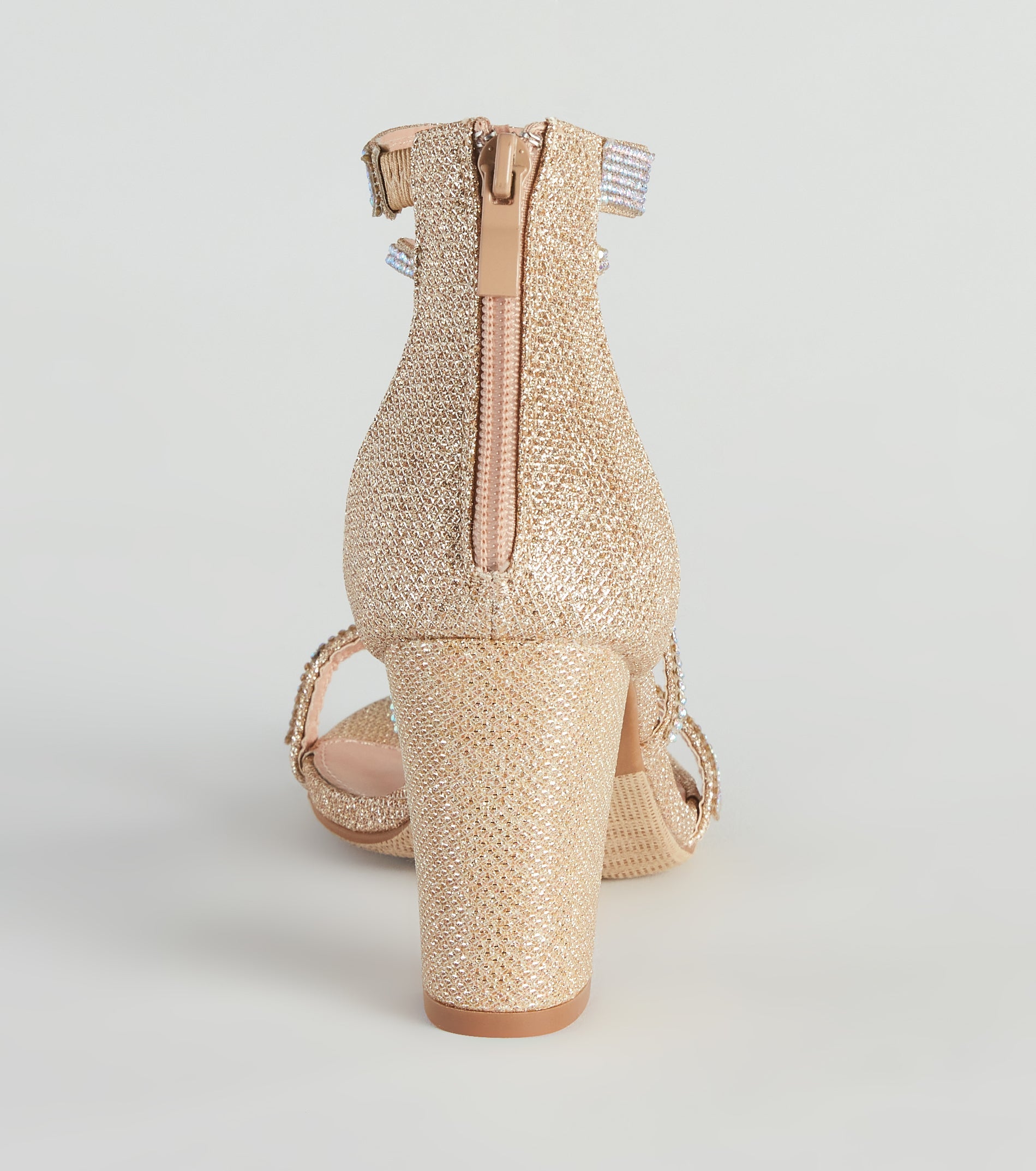 Glitter And Gleam Rhinestone Block Heels