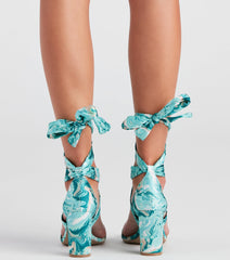 Vibe Out Y2K Lace-Up Block Heels