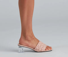 Basket Case Lucite Heel Mules