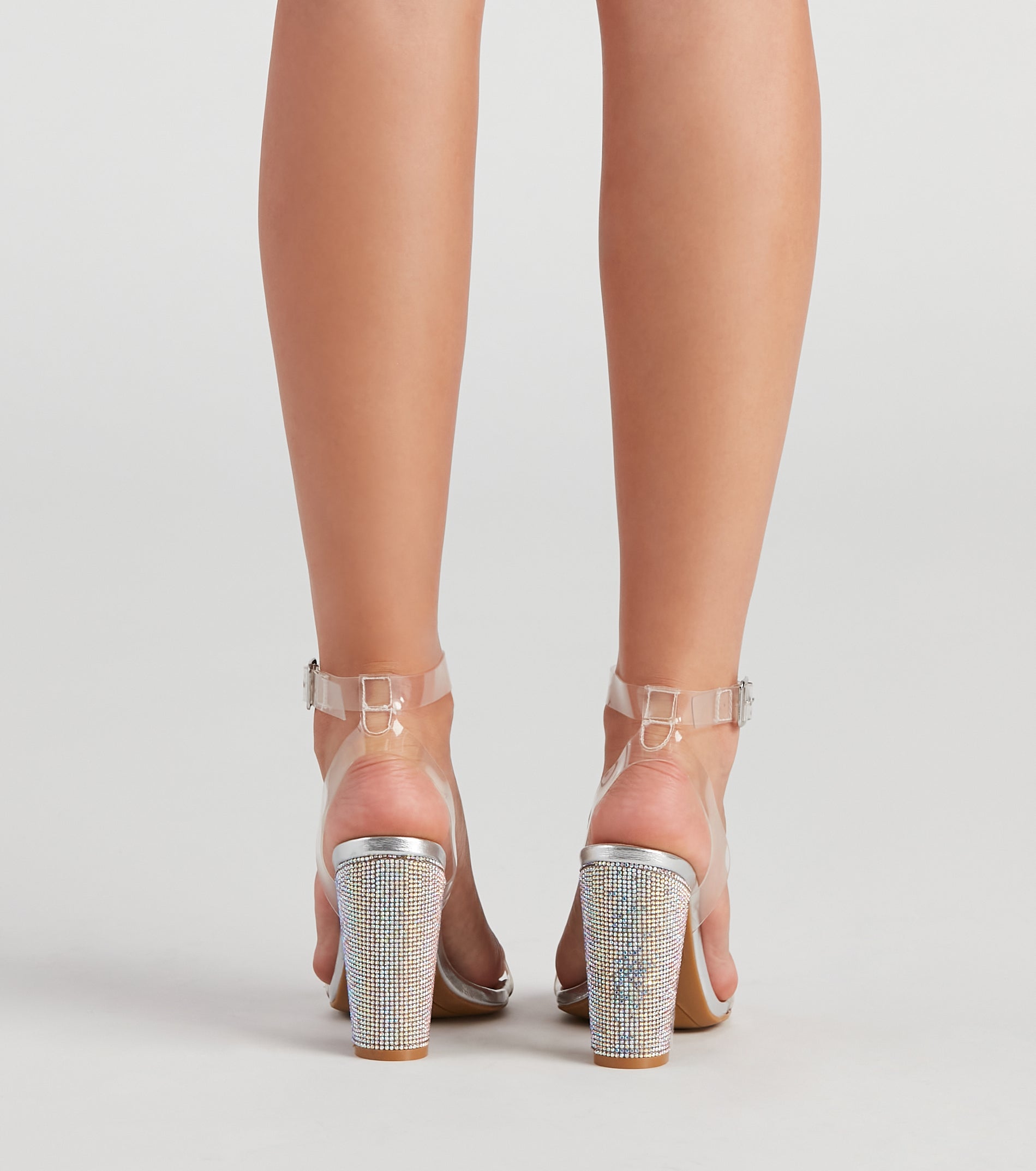 Party Glow PVC Strap Block Heels