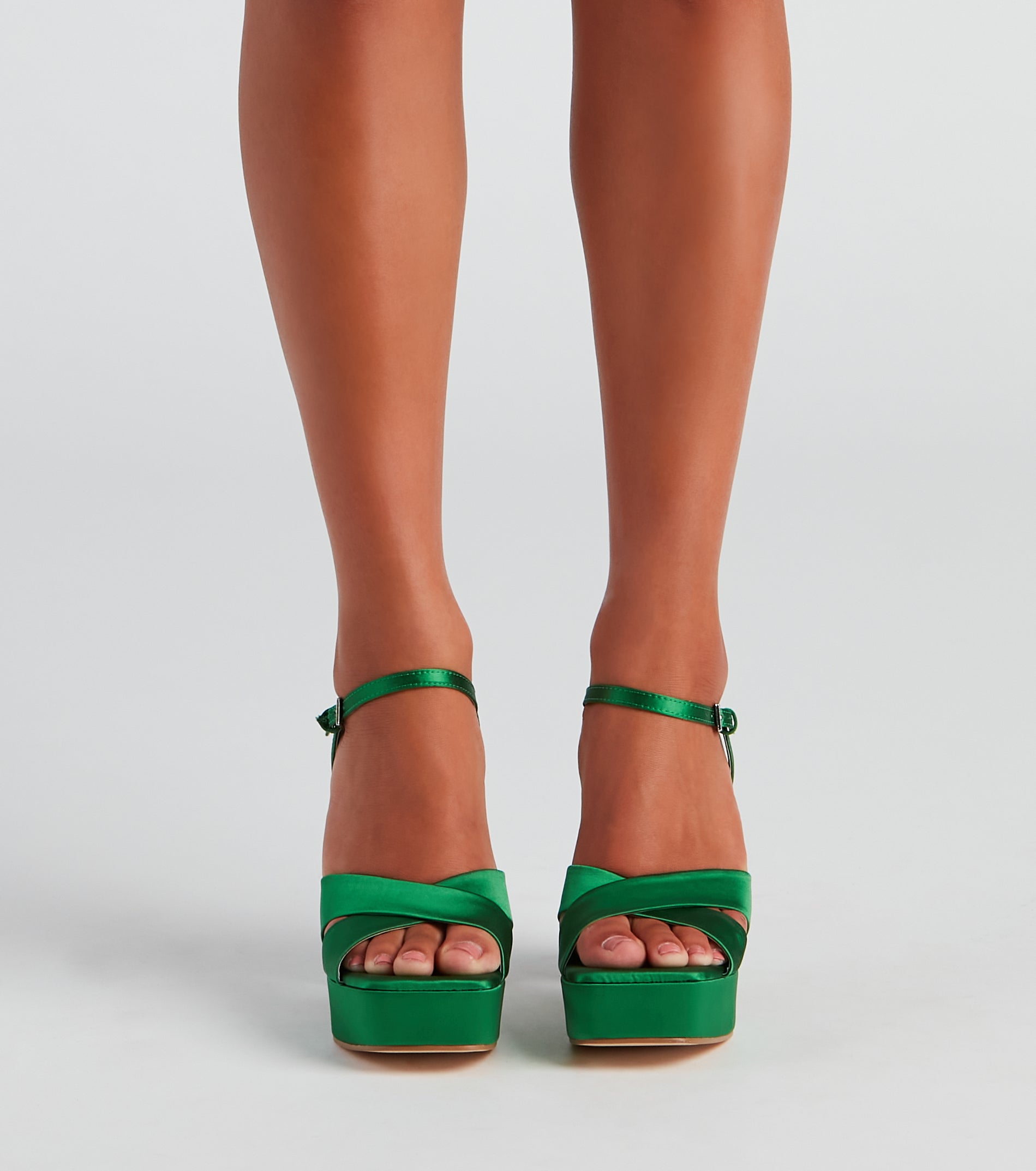 Party Perfect Satin Platform Block Heels