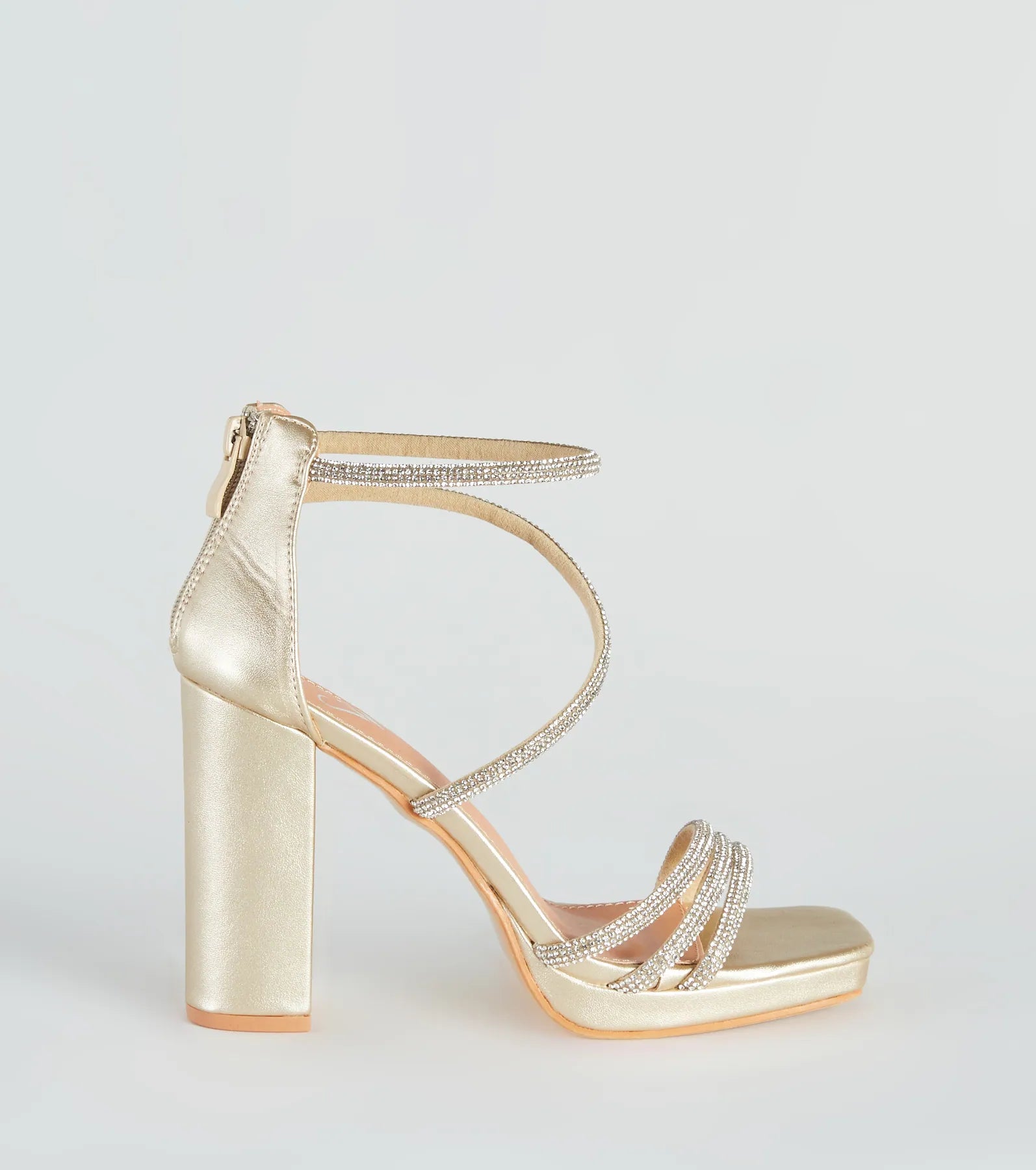 Glam Mode Rhinestone Metallic Platform Heels