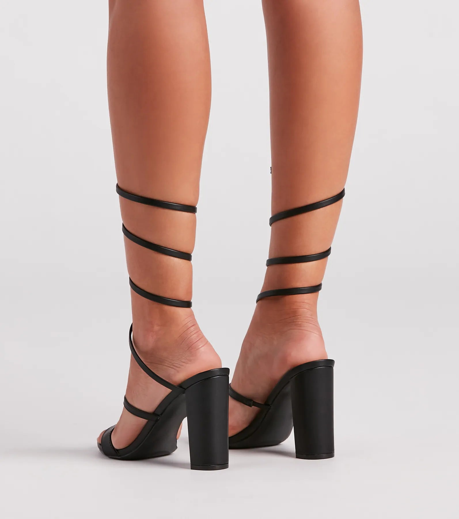Turn It Up Spiral Strap Block Heels
