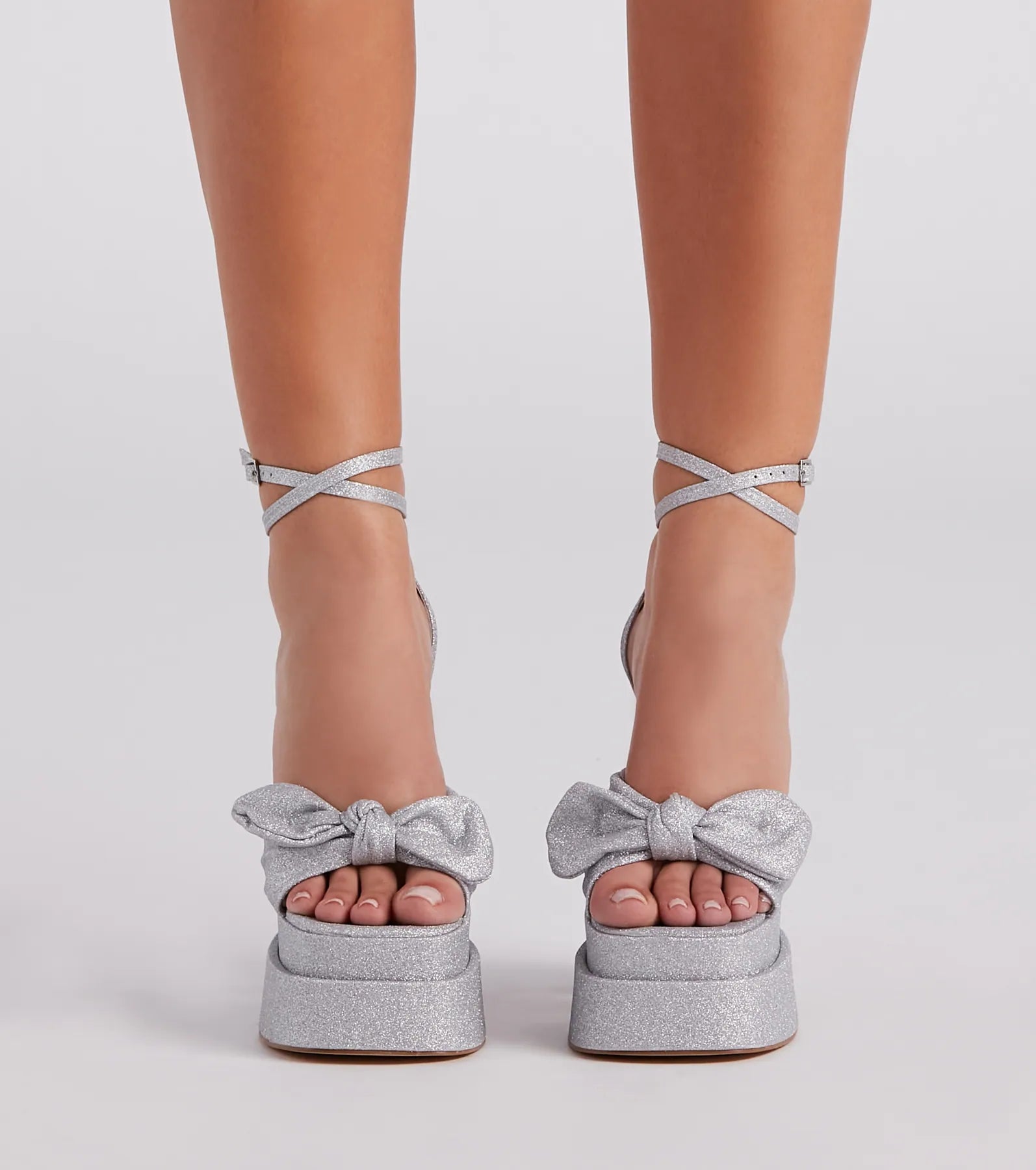 Major Diva Glitter Mesh Platform Heels