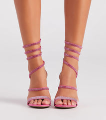 Fancy Gal Rhinestone Spiral Block Heels