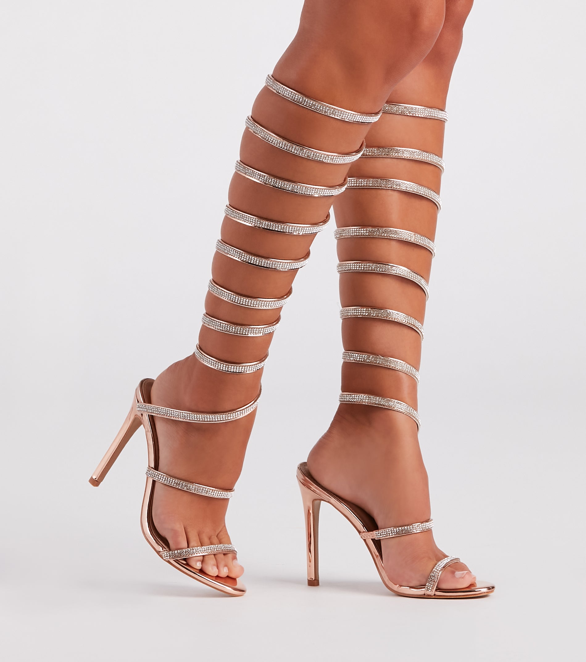Higher Glam Rhinestone Spiral Stiletto Heels