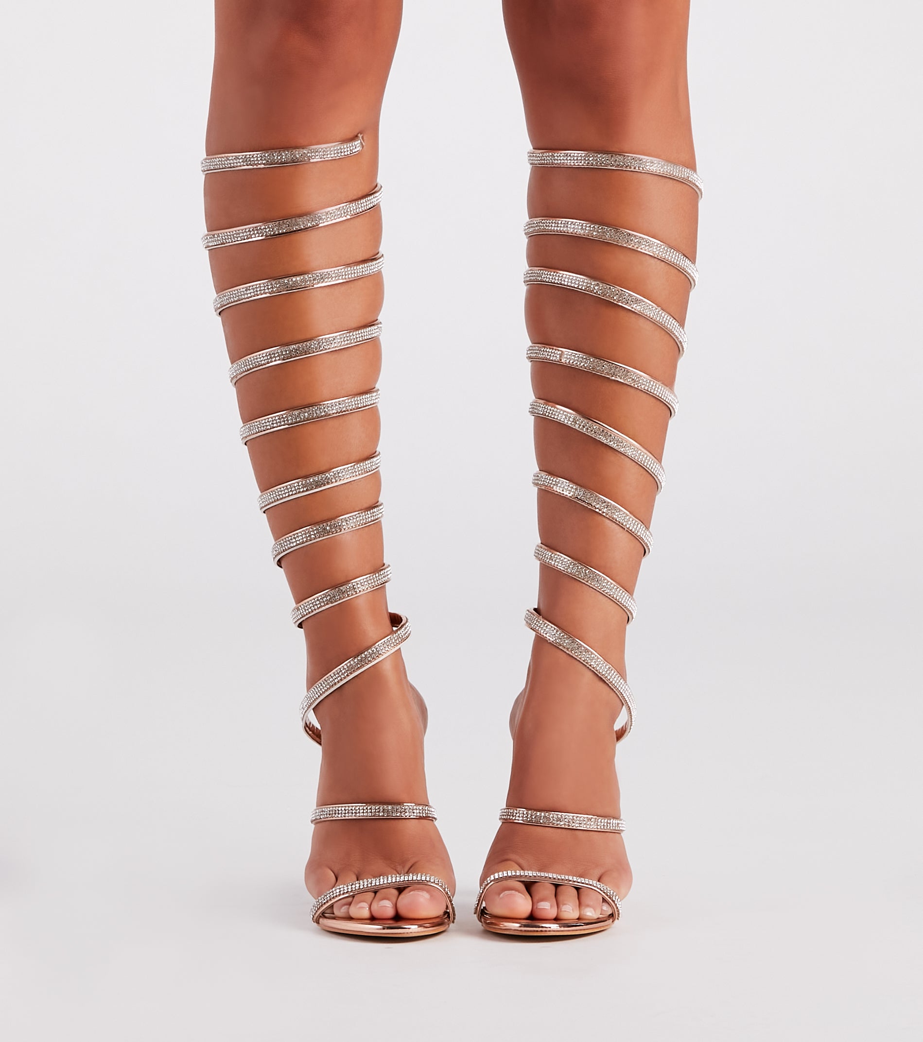 Higher Glam Rhinestone Spiral Stiletto Heels