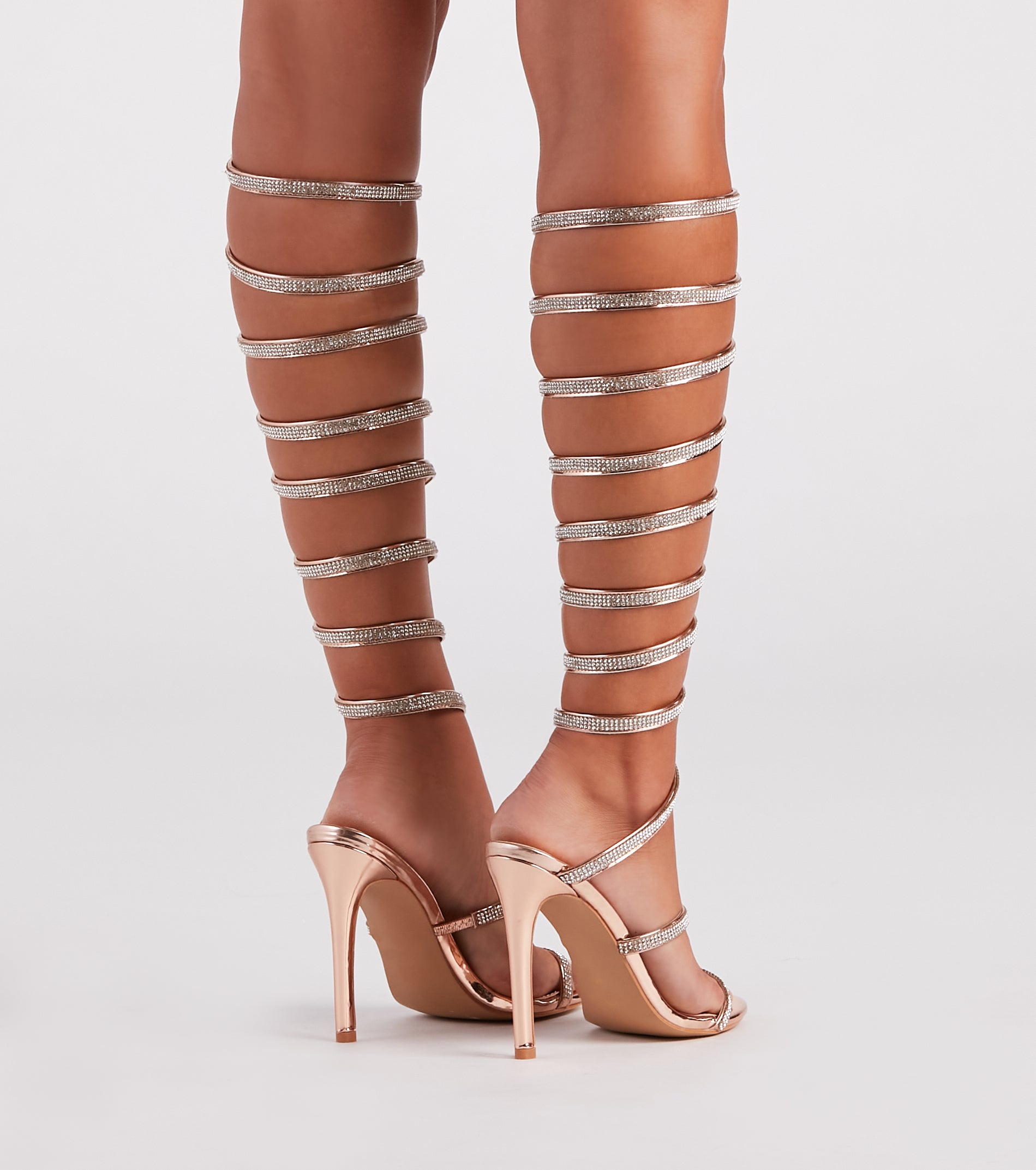 Higher Glam Rhinestone Spiral Stiletto Heels