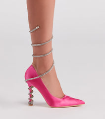 Wrapped In Glamour Rhinestone Satin Pumps