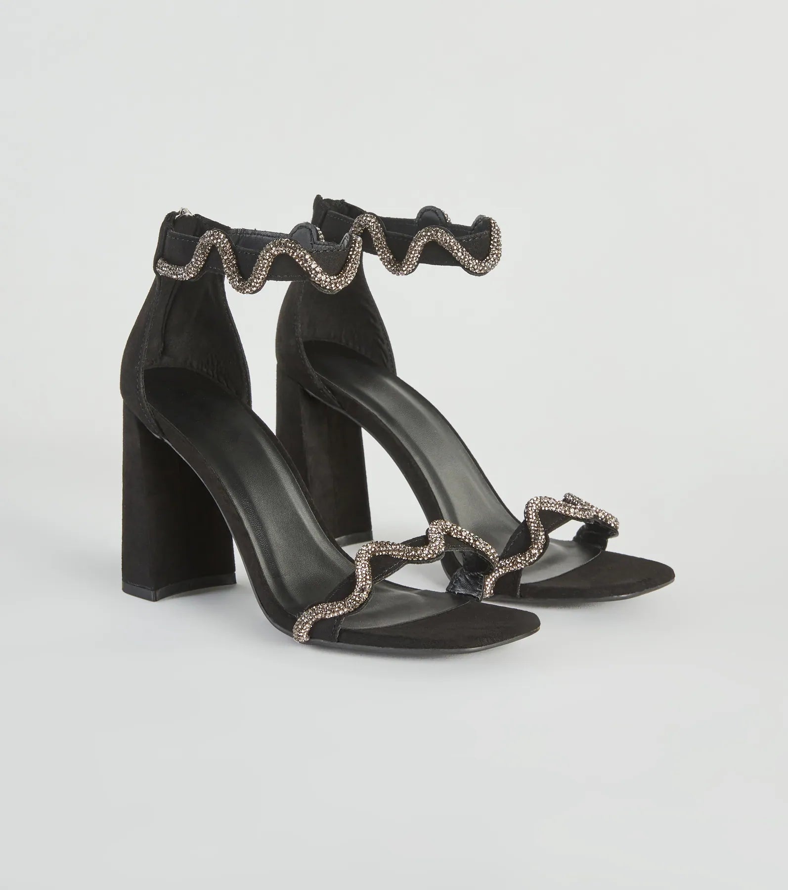 Style Swerve Rhinestone Block Heels