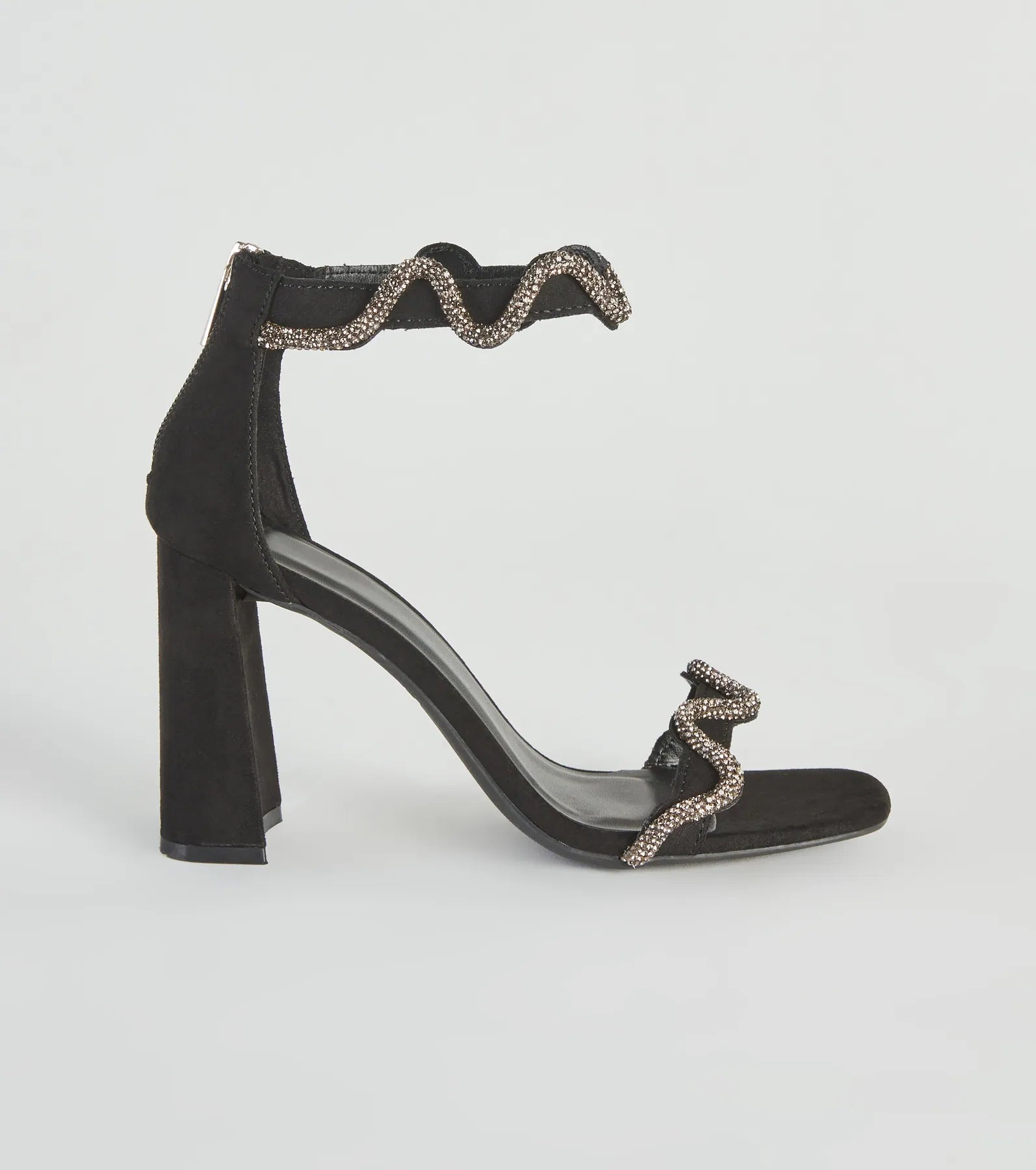 Style Swerve Rhinestone Block Heels