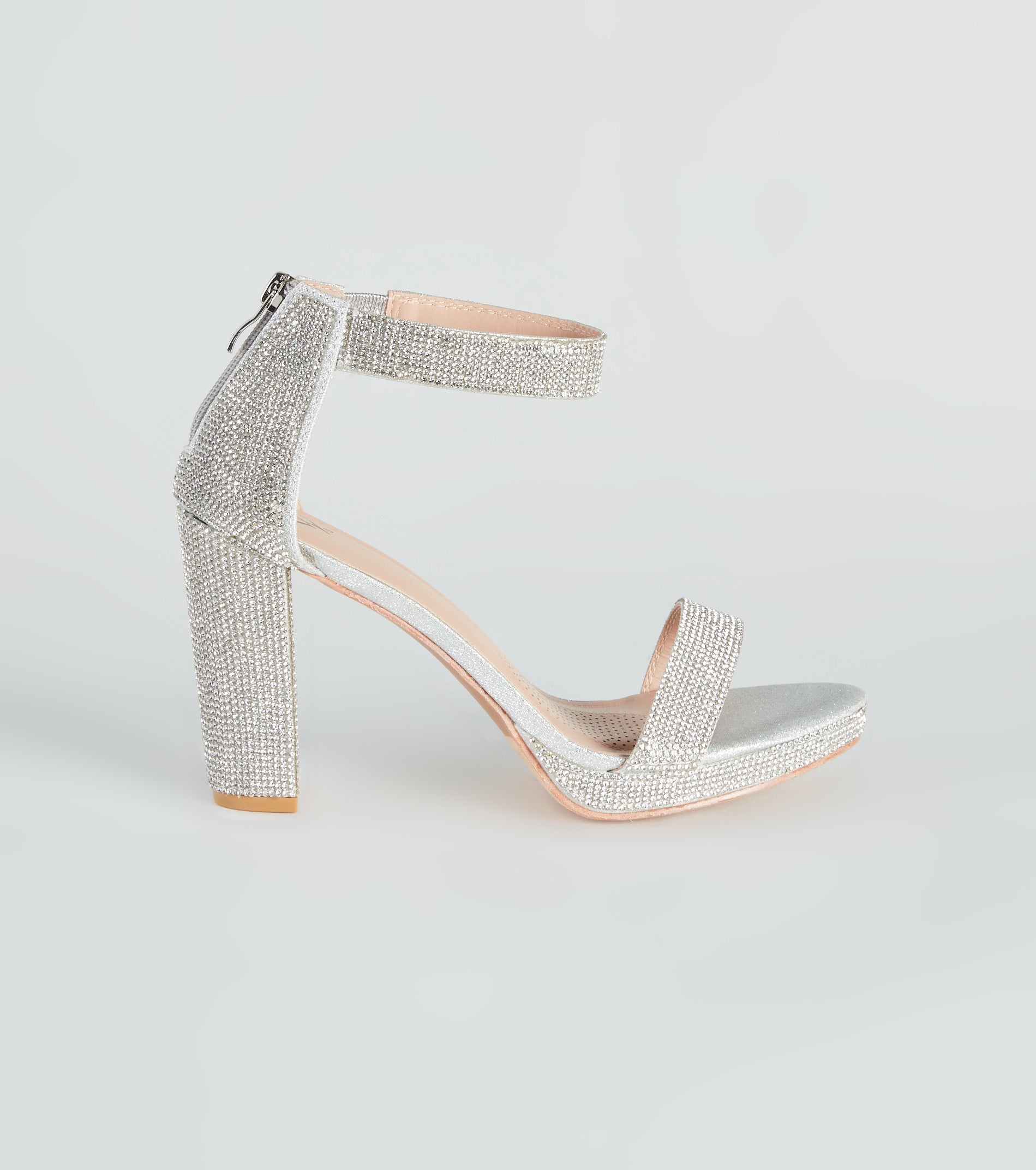 Oh My Shine Rhinestone Block Heels