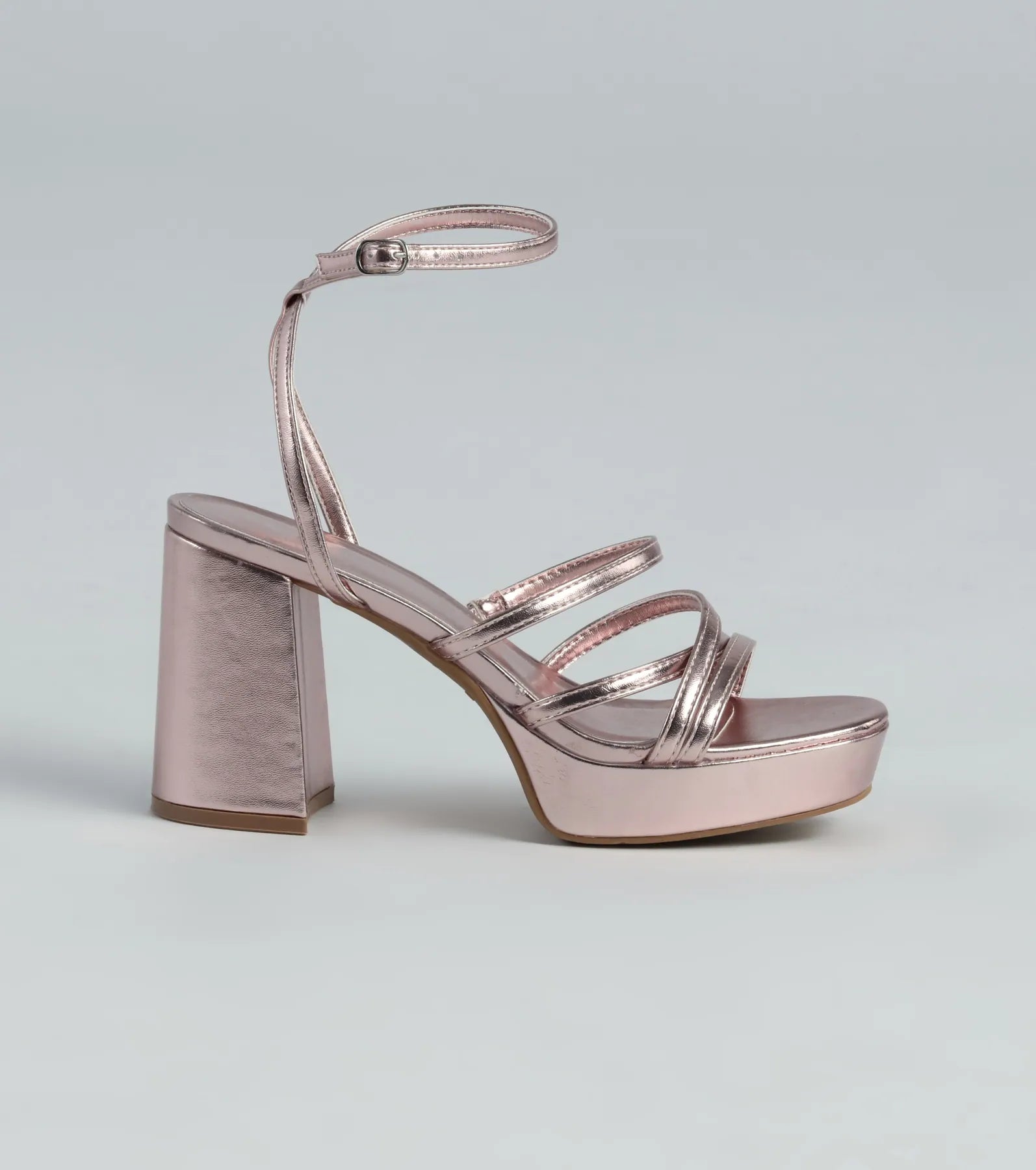 All My Shine Metallic Strappy Platform Heels
