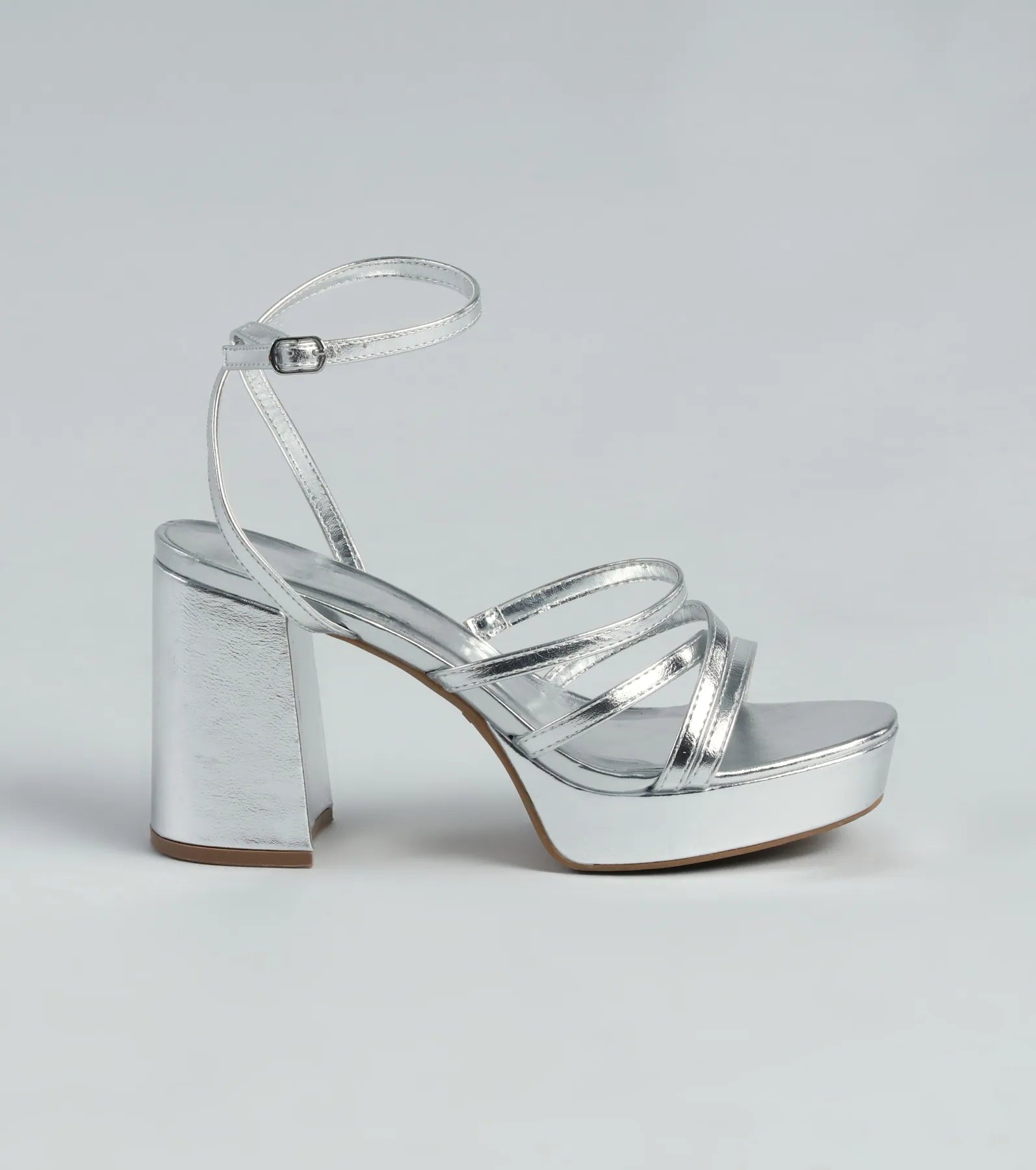 All My Shine Metallic Strappy Platform Heels