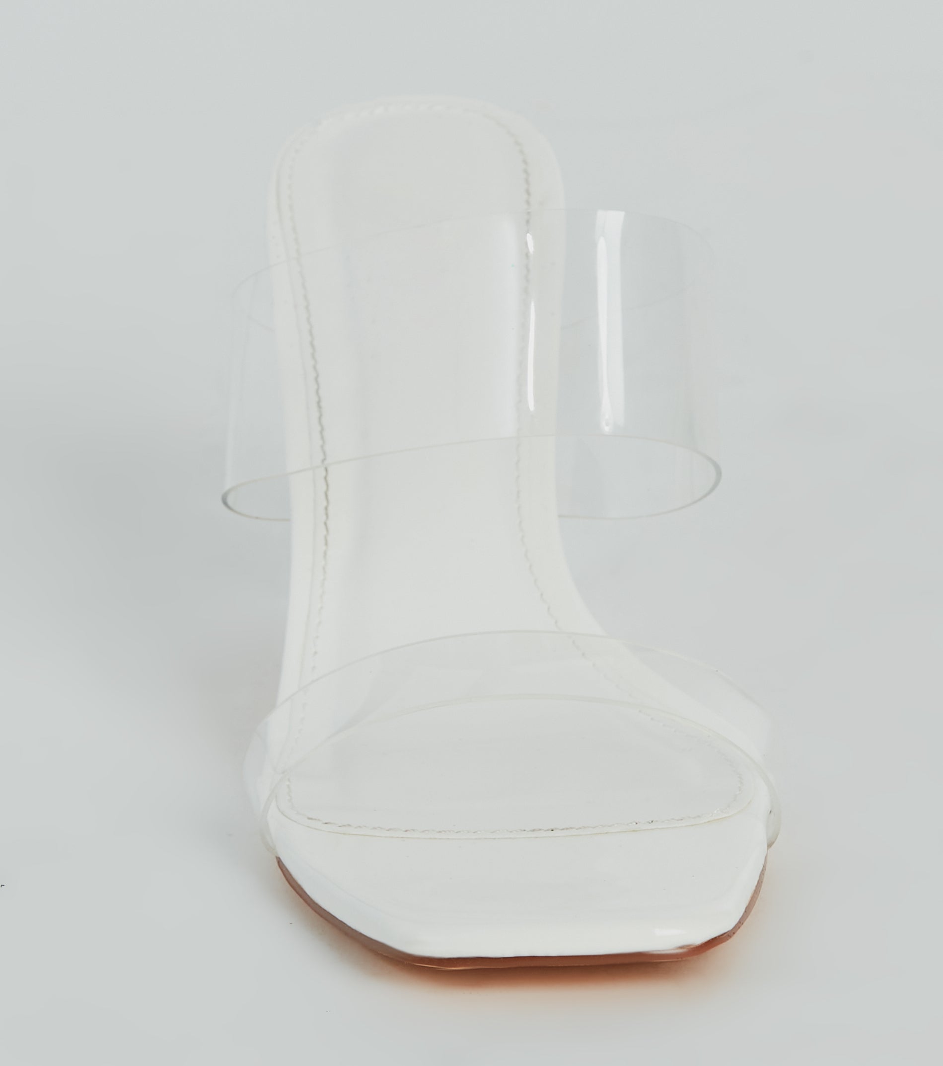 Style So Clear Strap Metallic Block Heel Mules