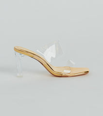Style So Clear Strap Metallic Block Heel Mules