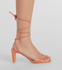 Trendy Slay Lace-Up Croc Faux Leather Heels