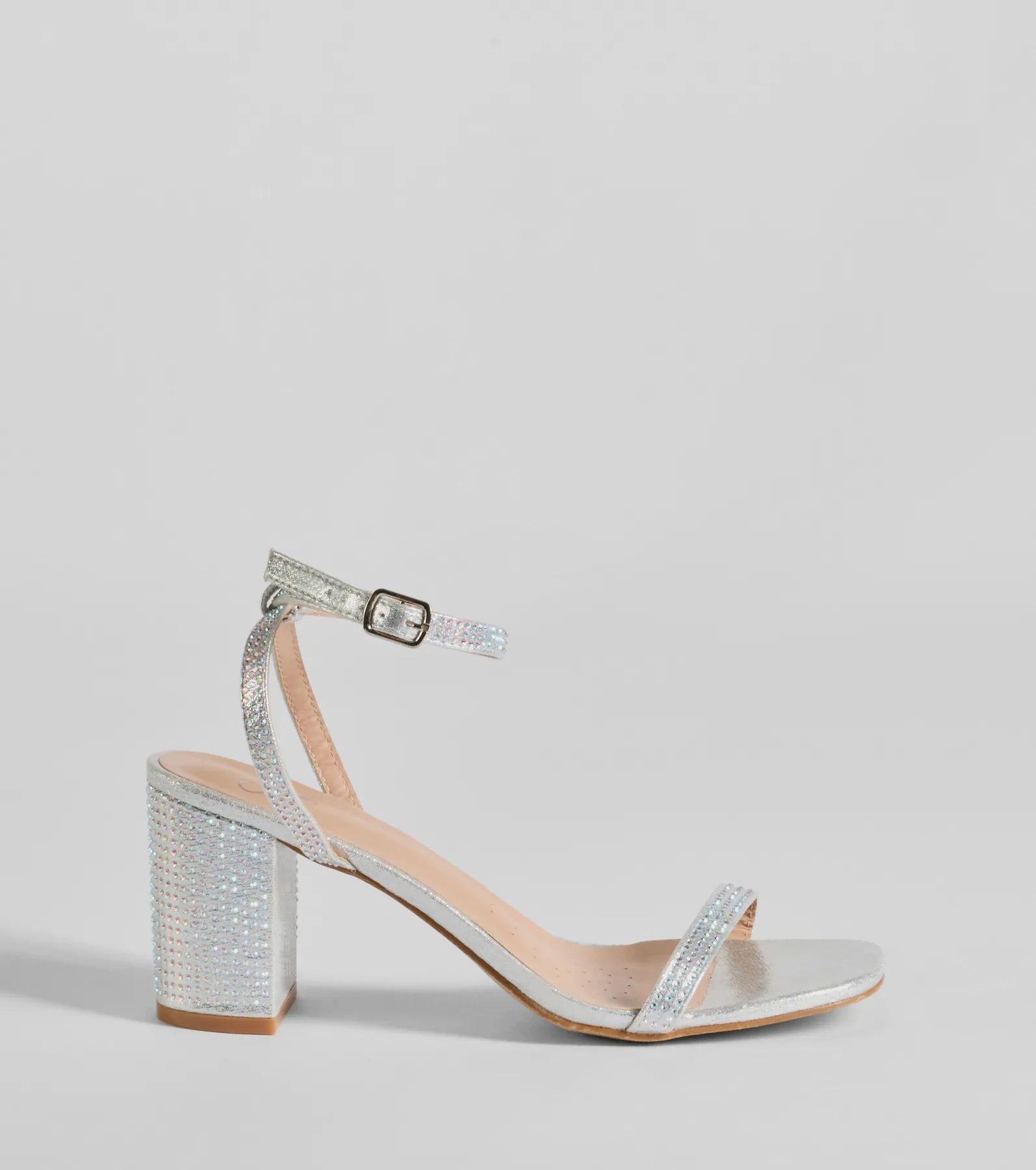 Glamour Ensured Rhinestone Glitter Block Heels