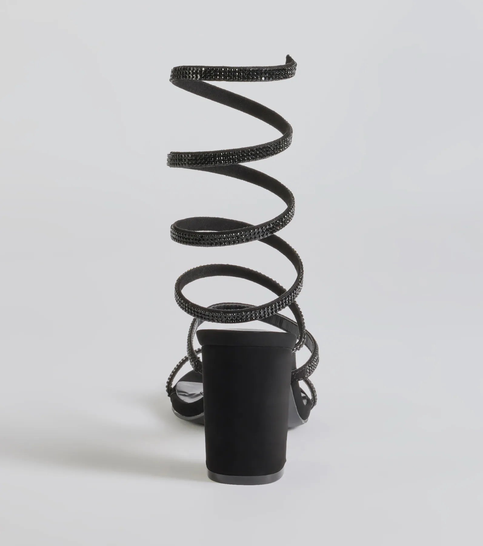 Gorgeous Girl Rhinestone Spiral Nubuck Block Heels