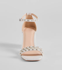 Endless Luxe Faux Pearl and Rhinestone Block Heels