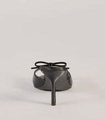 Chic Elegance Faux Leather Stiletto Bow Mules