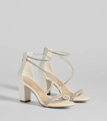Love To Sparkle Rhinestone Strap Block Heels