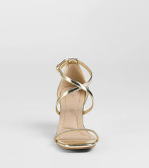 Pure Magic Rhinestone Metallic Block Heels