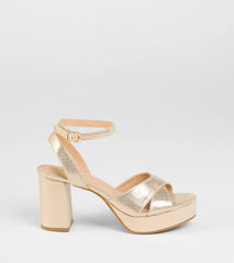 Special Surprise Criss Cross Platform Block Heels