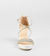 Night Shimmer Rhinestone Platform Block Heels