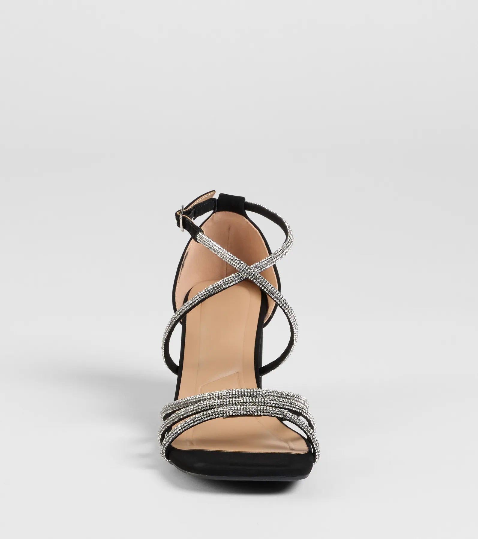 A-List Glam Rhinestone Strappy Block Heels