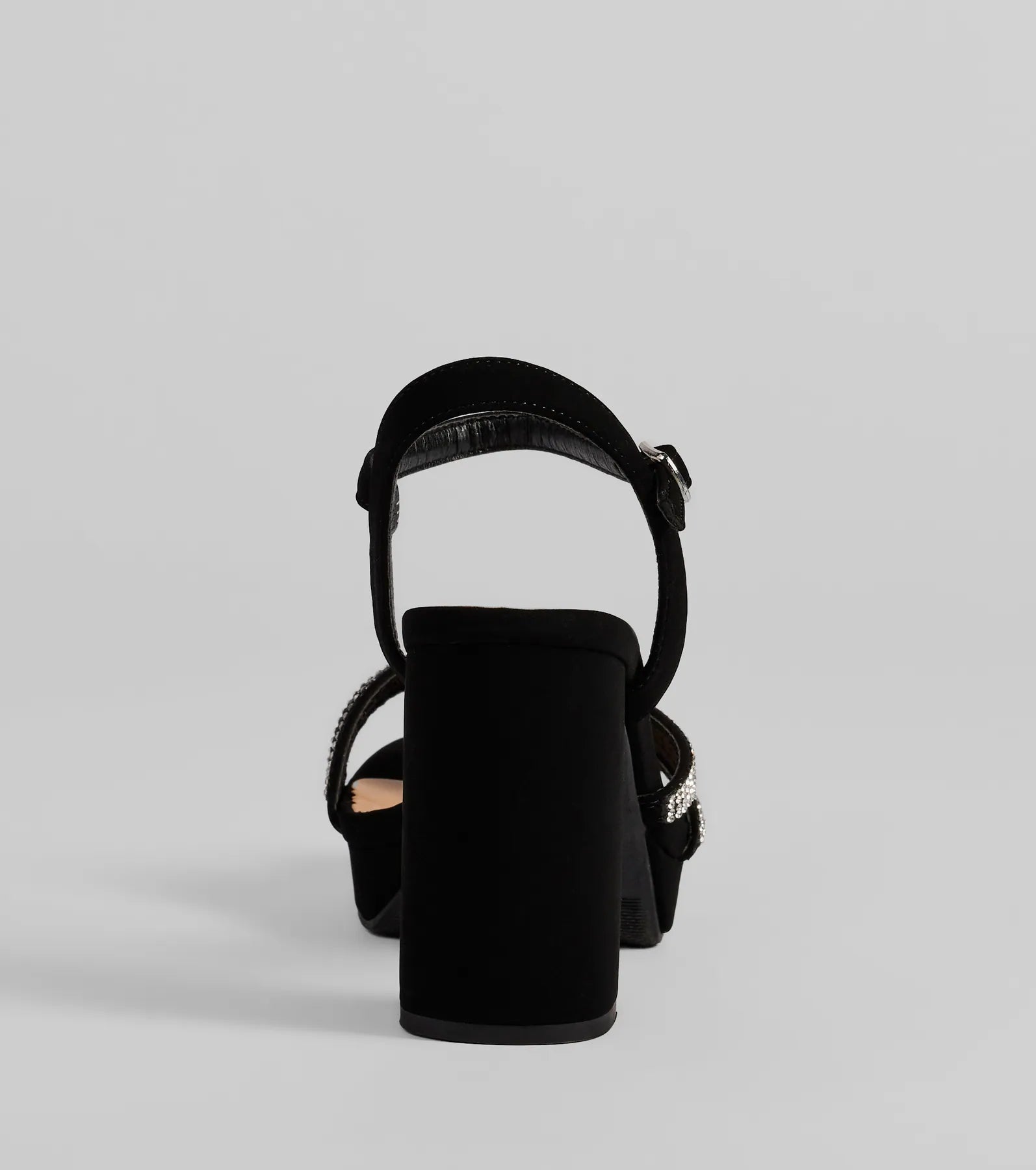 Stepping Out Rhinestone Strappy Platform Block Heels