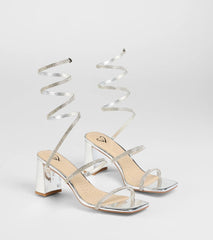 Sparkle And Shine Rhinestone Spiral Block Heels