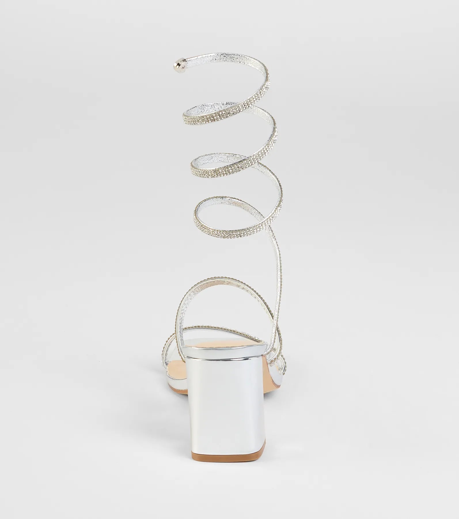 Sparkle And Shine Rhinestone Spiral Block Heels