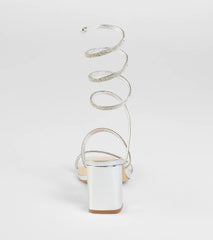 Sparkle And Shine Rhinestone Spiral Block Heels