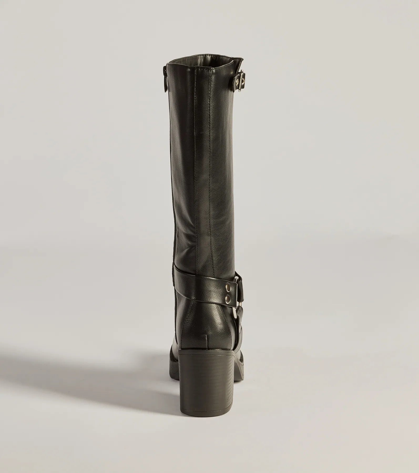 Sleek Strut Under-The-Knee Moto Boots