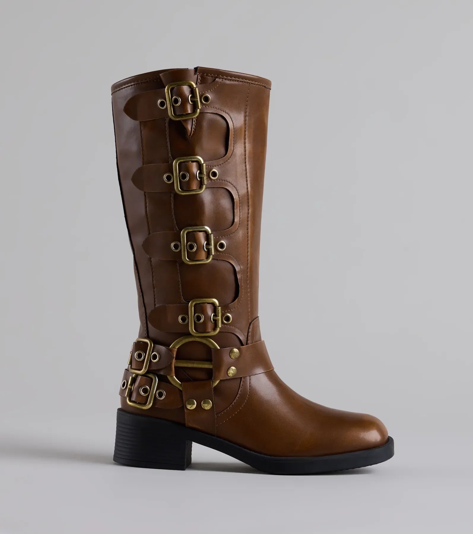 Totally Edgy Buckled Square Toe Boots