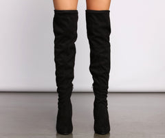A Chic Vibe Over The Knee Block Heeled Boots