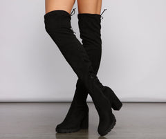 Faux Suede Over The Knee Lug Sole Boots