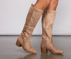 Fall For Faux Suede Stacked Heel Boots