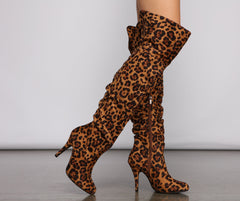 Over the Knee Faux Suede Leopard Print