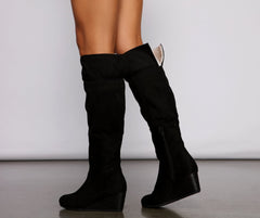 Cozy Vibes Sherpa Lined Wedge Heel Boots