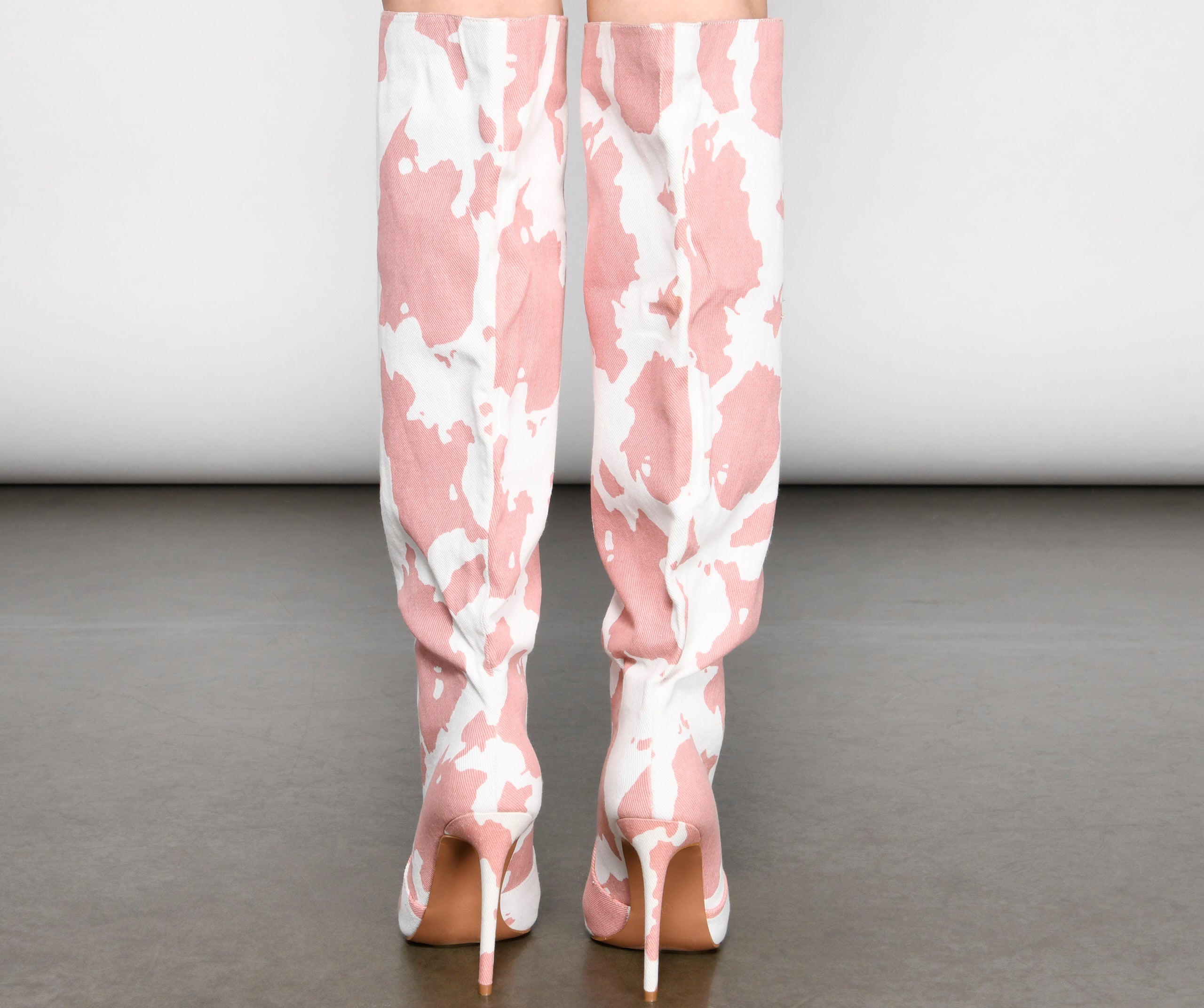 Moo Over Denim Knee-High Stiletto Boots