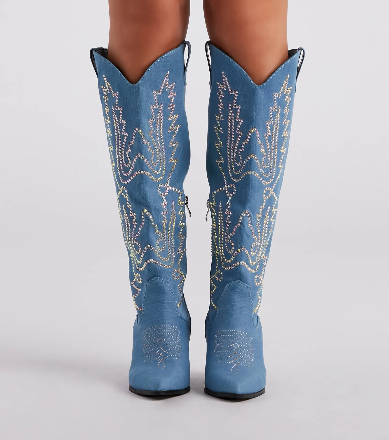 Country Digs Denim Rhinestone Cowboy Boots