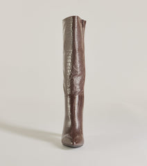 Chic Moment Faux Leather Croc-Embossed Under the Knee Boots