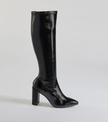 Sleek Strut Faux Leather Under-The-Knee Boots